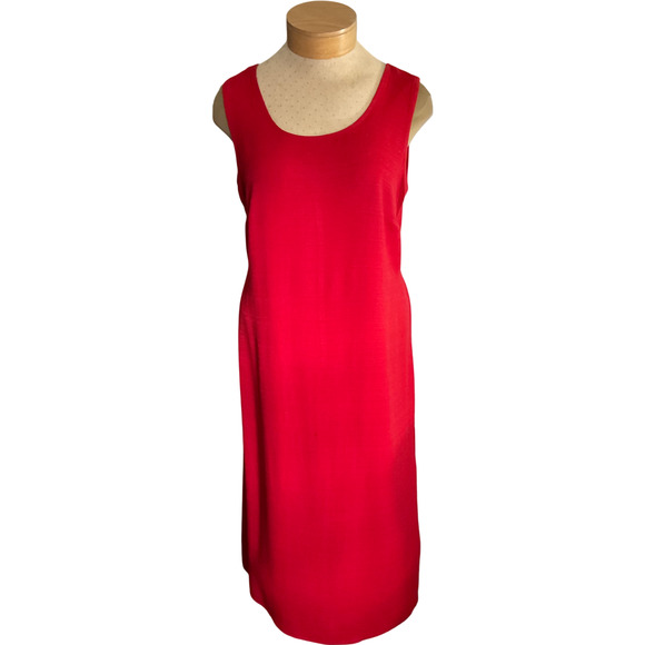 K Woman's 2-Piece 20W Red Dress Set Vintage Sheer Overlay Blouse Made in USA - Picture 11 of 16